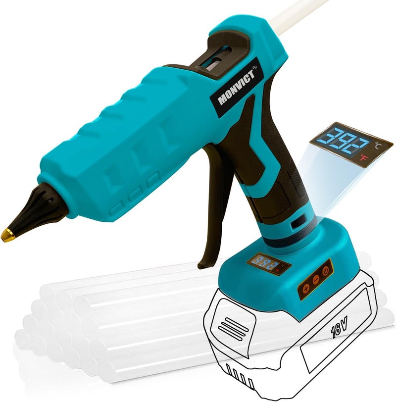MONVICT 100W Cordless Glue Gun for Makita 18V Battery, Upgraded Digital Temperature Adjustable Handheld Electric Power Full Size Heavy Duty Hot Glue Gun with 10 Glue Sticks (Battery Not Included) - Image 1